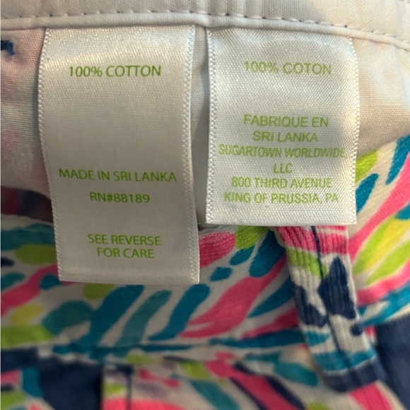 Lilly Pulitzer The Walsh Blue, Pink, & Green Summer Short in Indigo Palm Print 2 - Picture 7 of 7